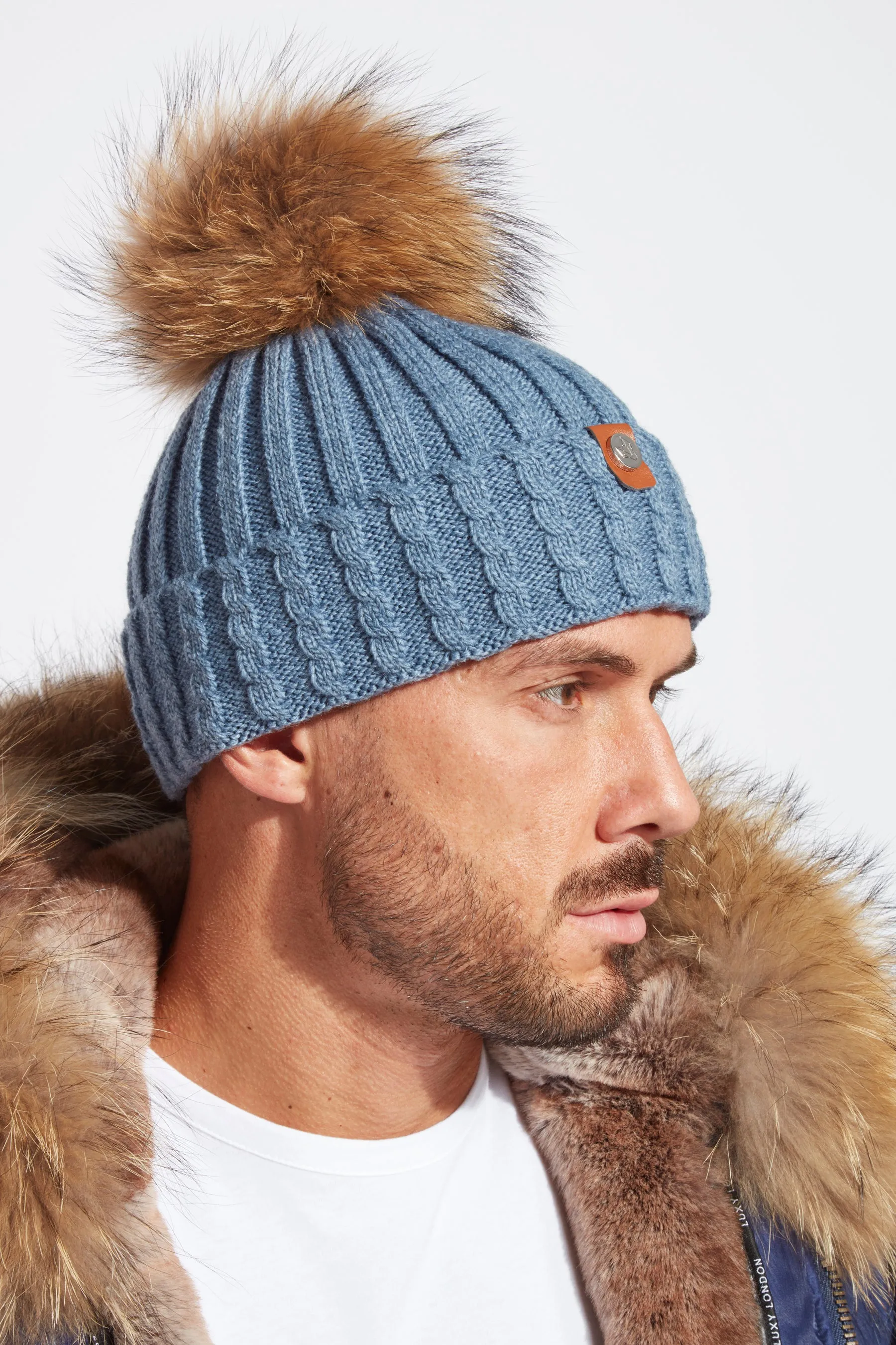 Mens Boston Pom Pom Hat - Denim