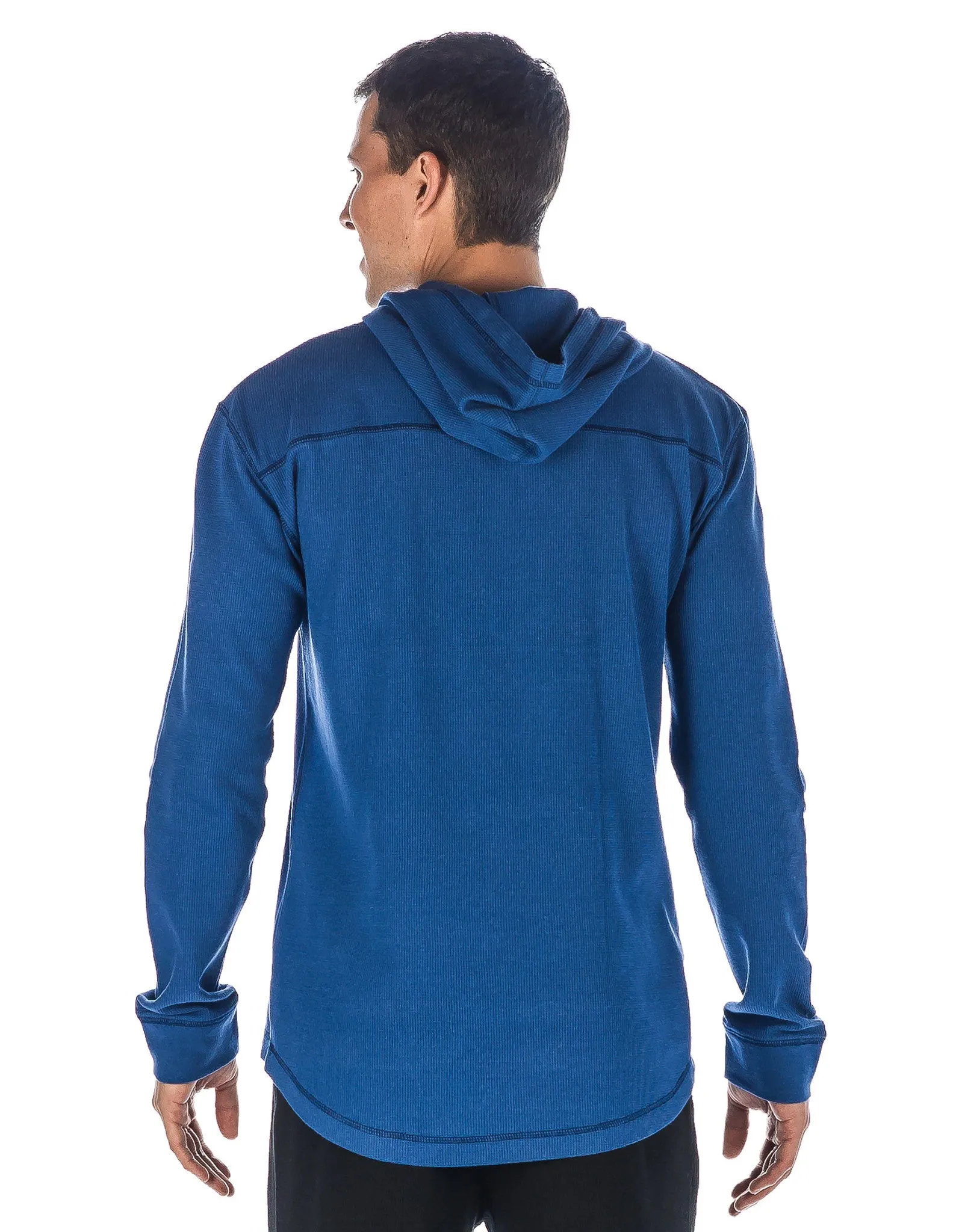 Men's Solid Thermal Lounge Hoodie - with Contrast Stitching