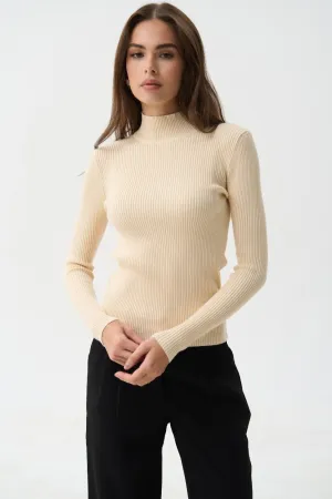 Milk Rib Knit Turtleneck Sweater