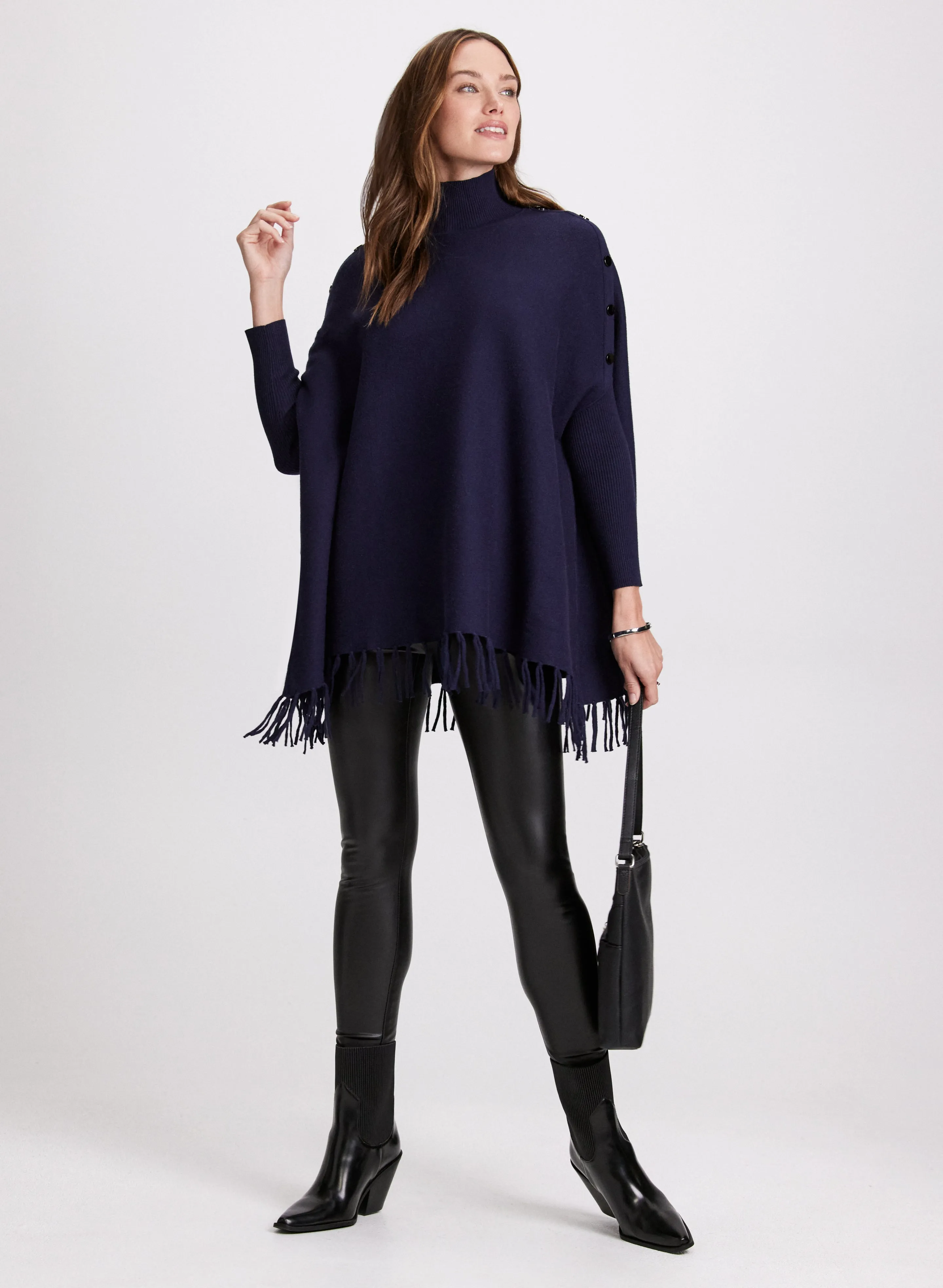 Mock Neck Fringe Detail Sweater