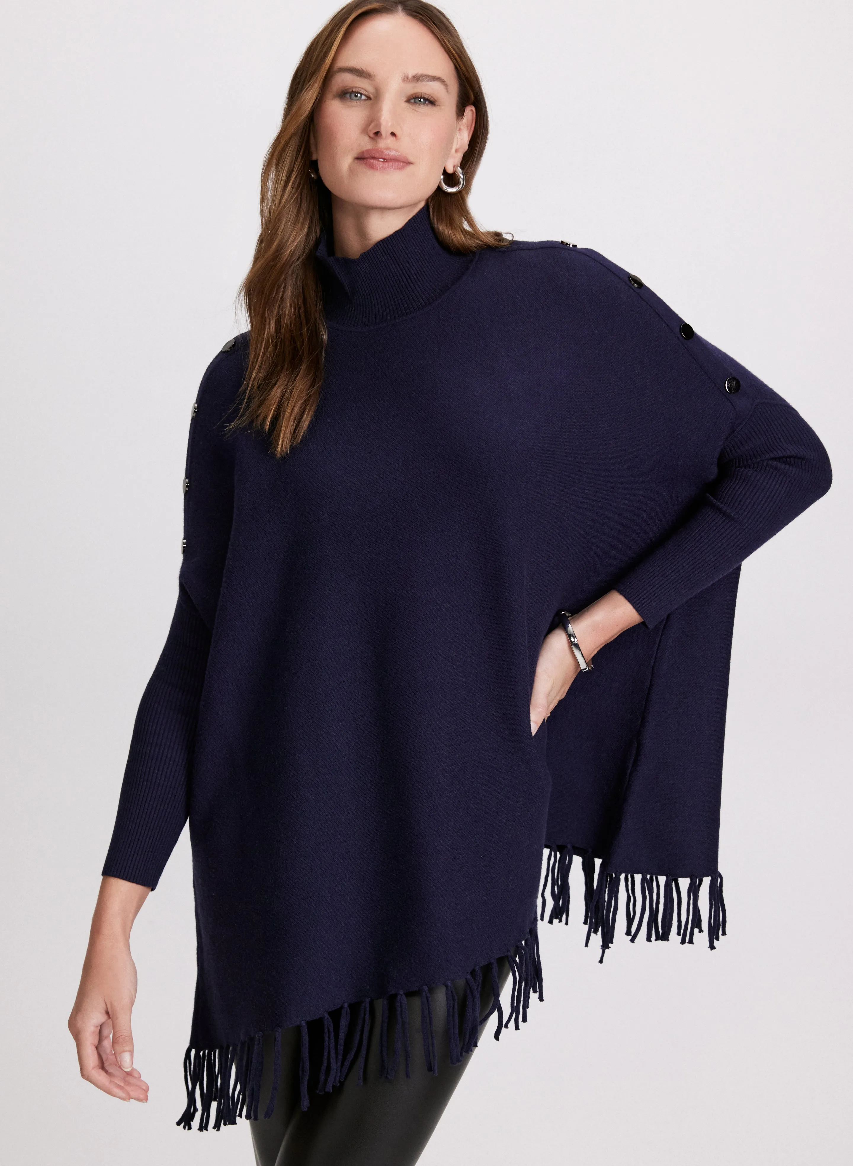 Mock Neck Fringe Detail Sweater