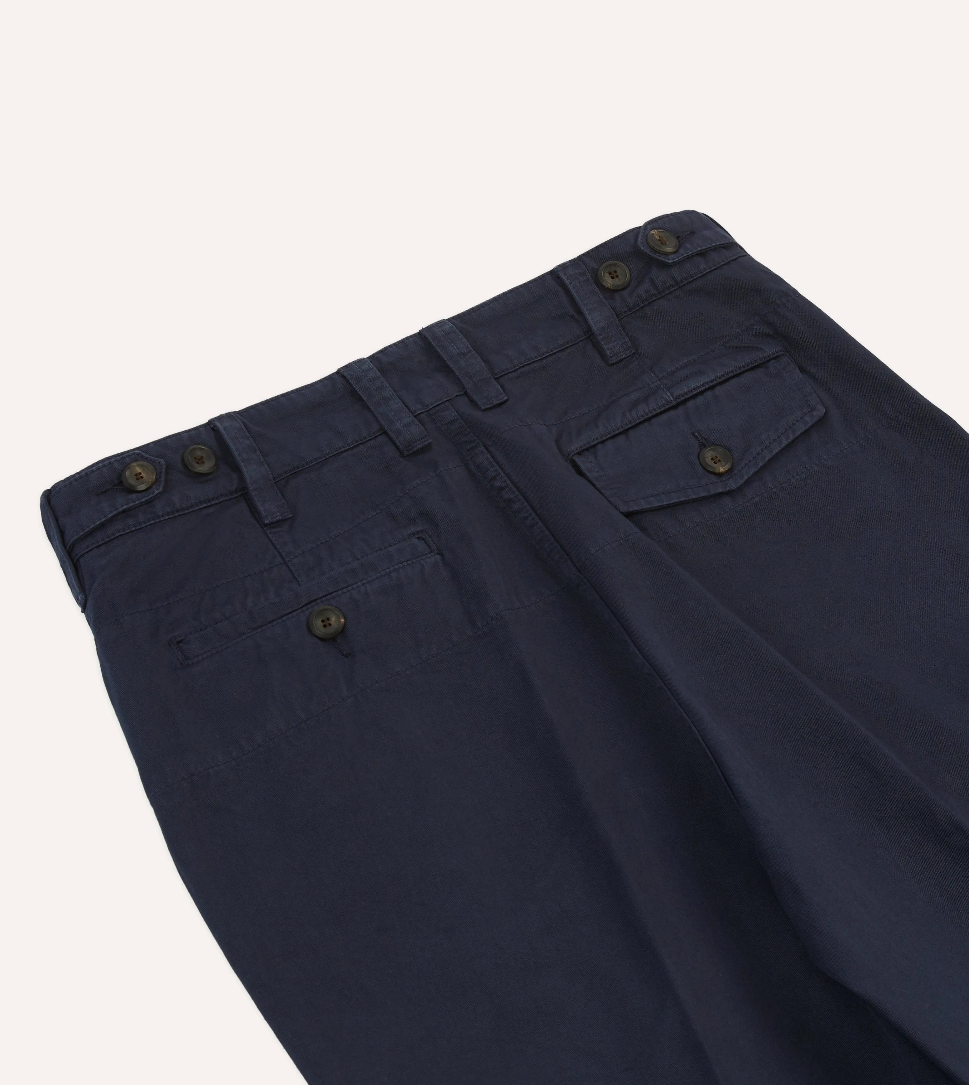 Navy Cotton Flat Front Chino