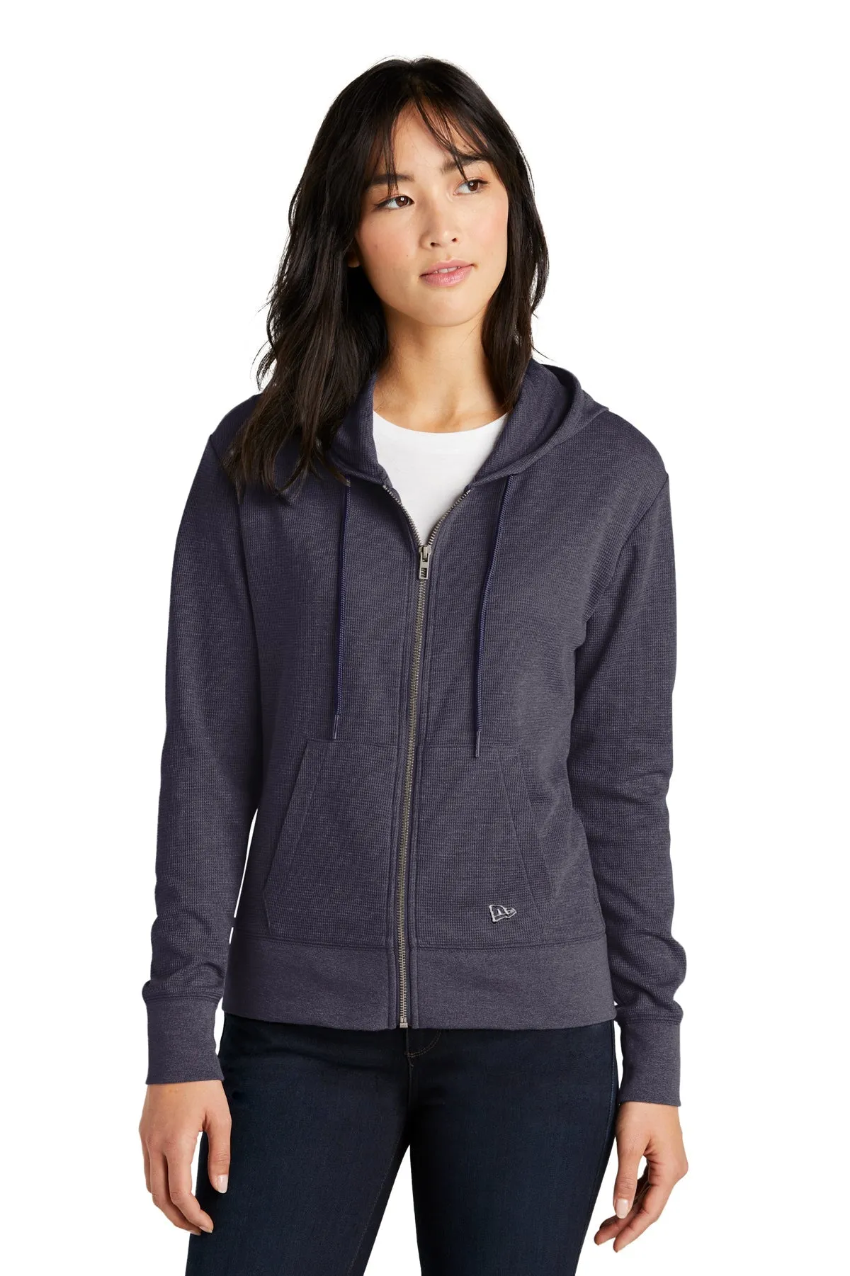 New Era Ladies Thermal Custom Zip Hoodies, True Navy Heather