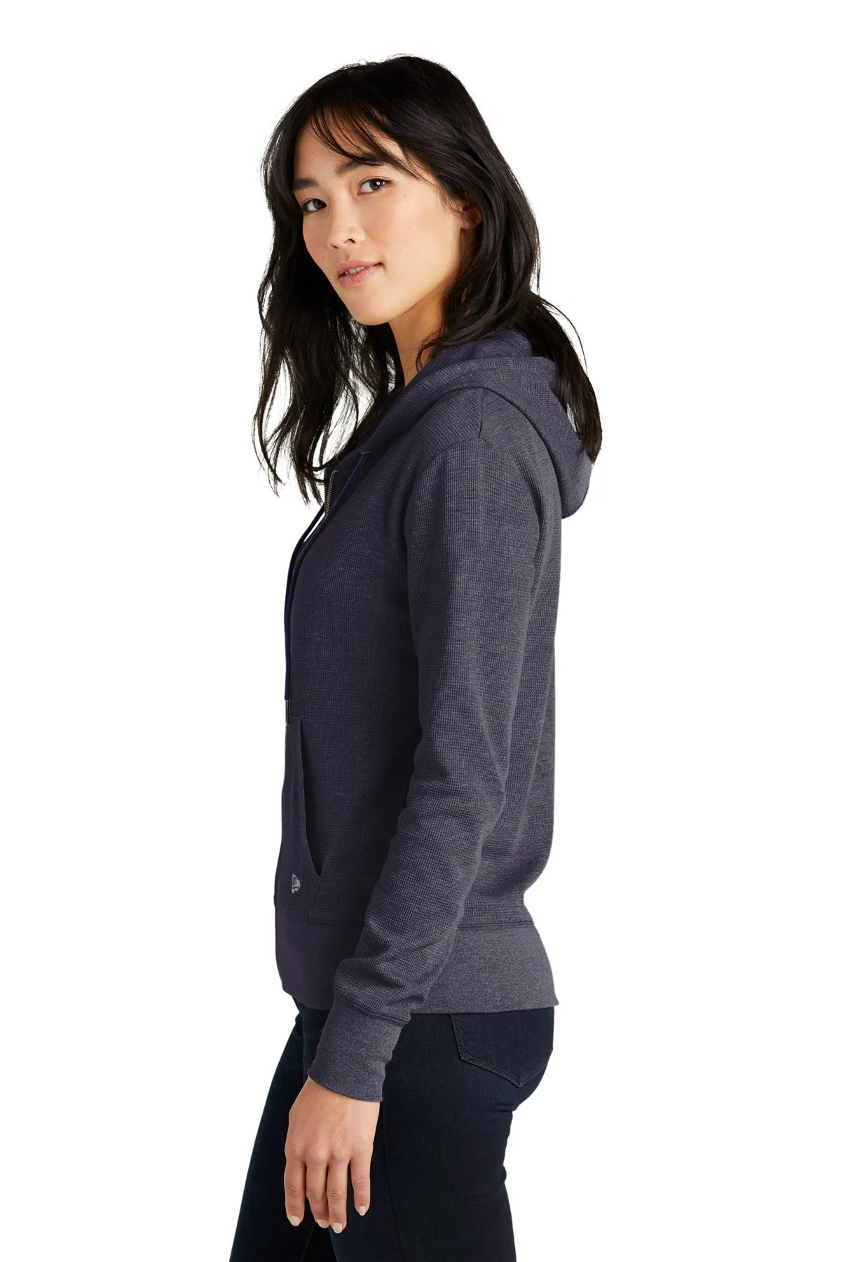 New Era Ladies Thermal Custom Zip Hoodies, True Navy Heather