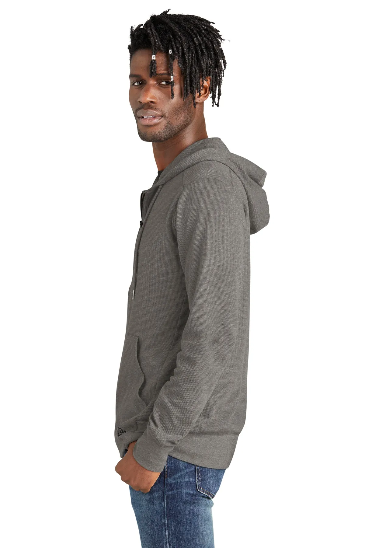 New Era Thermal Custom Zip Hoodies, Shadow Grey Heather