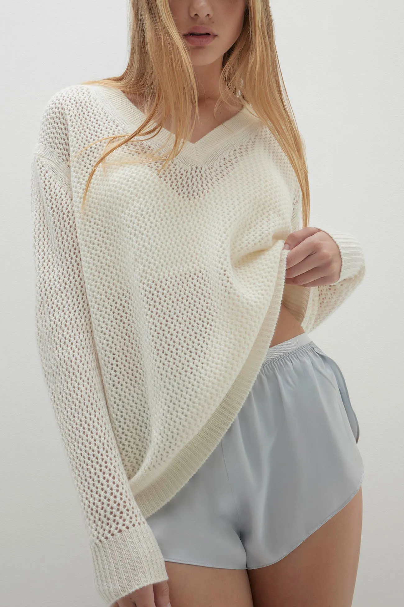 NINA CROCHET V-NECK SWEATER