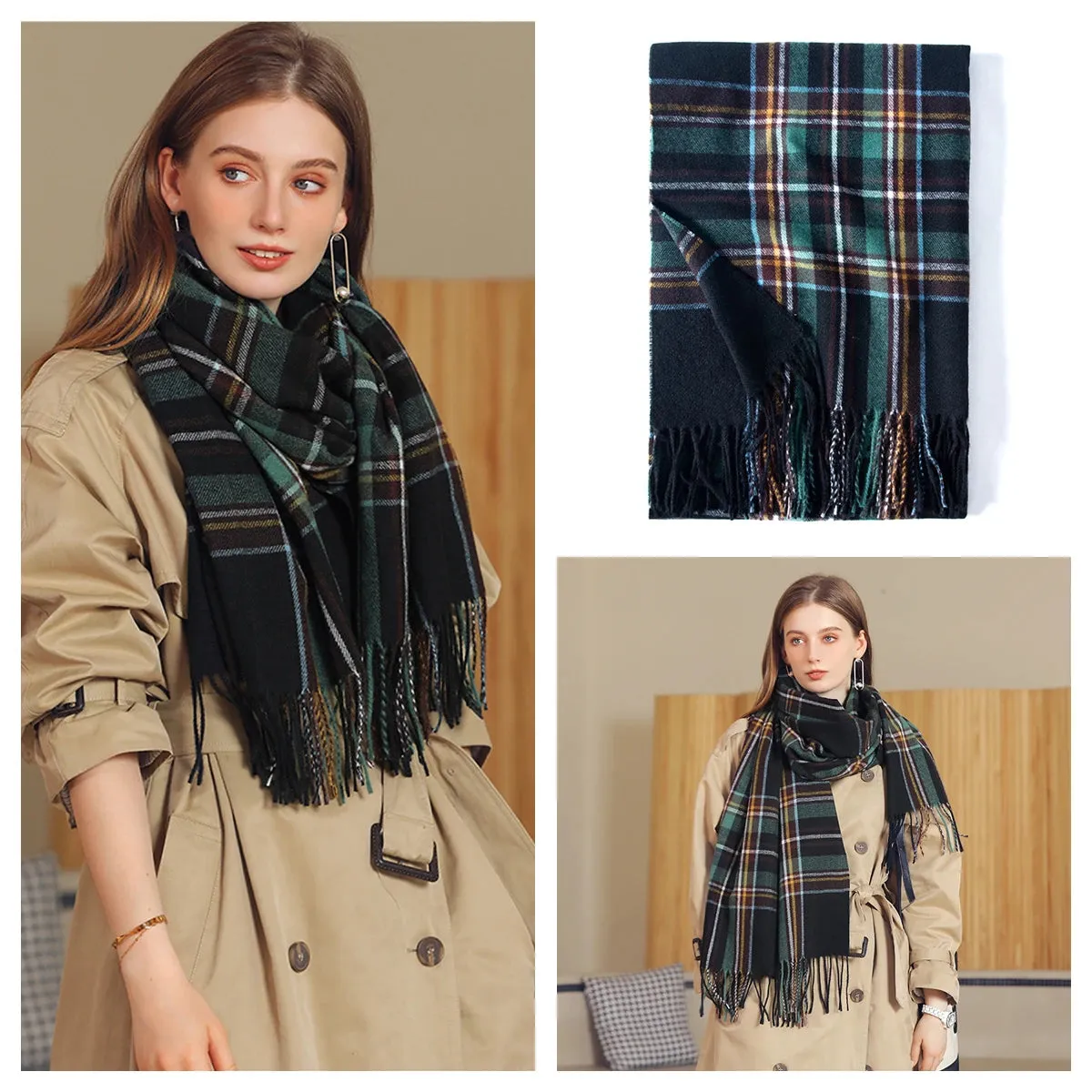 Plaid Wool Scarf