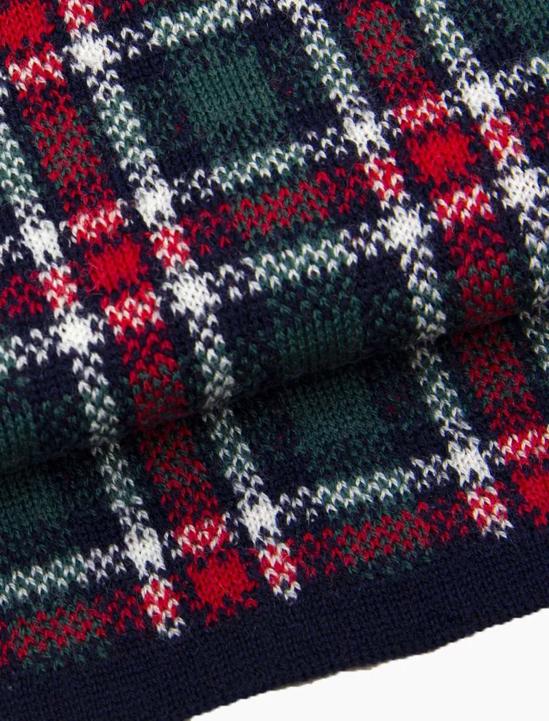 Red Plaid Knitted Wool Scarf