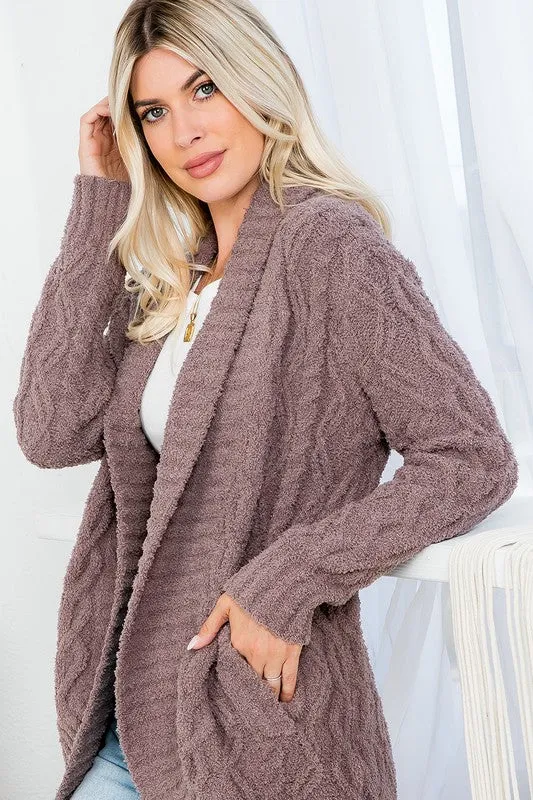 Reg/Plus Cable Knit Chunky Cardigan