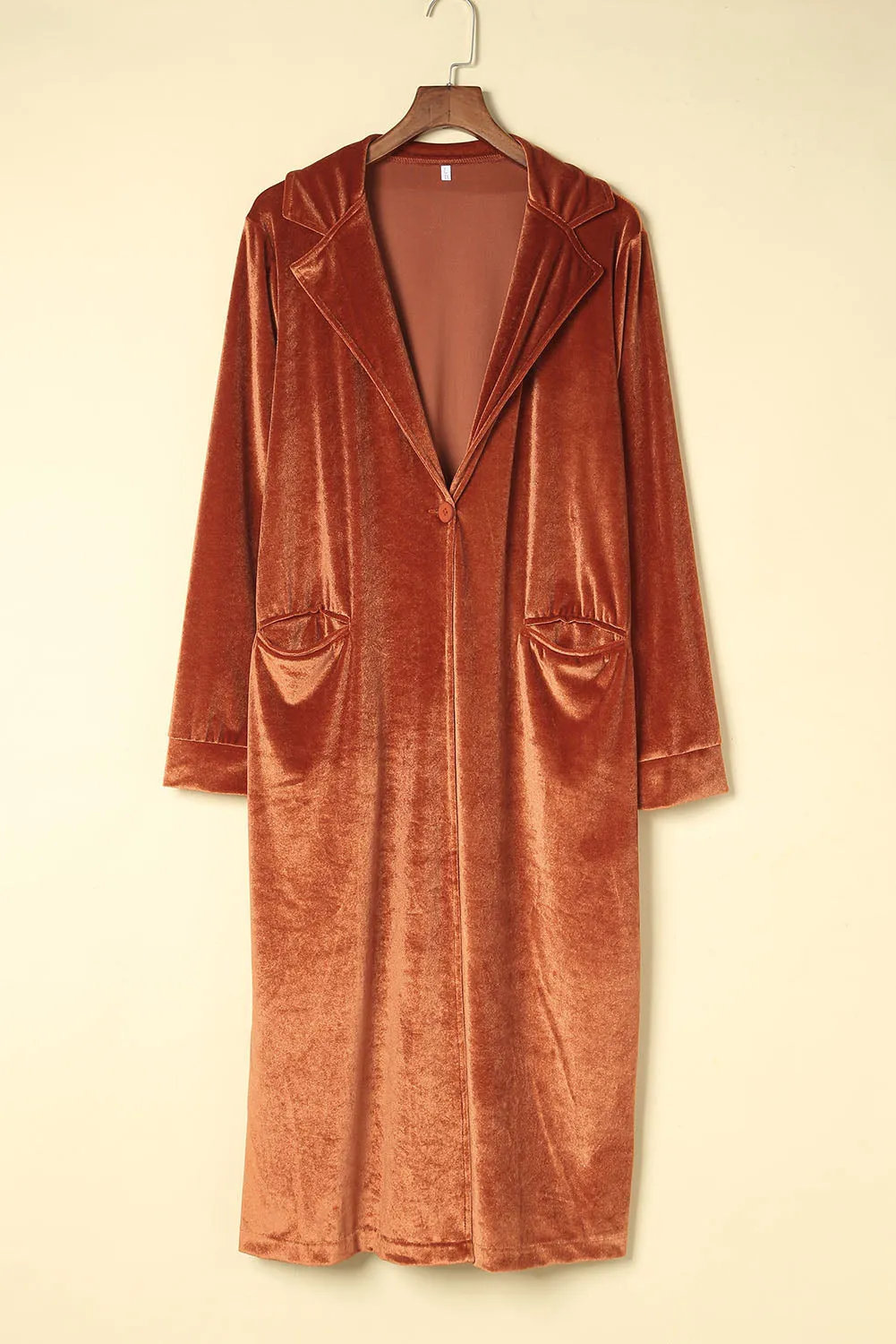 Retro Velvet Long Sleeve Pocket Coat