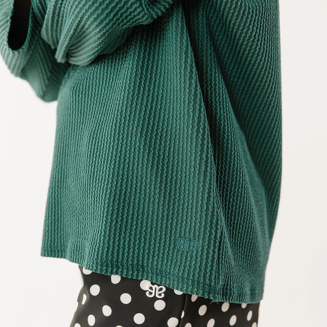 Sabrina Ribbed Pullover, Hunter Green