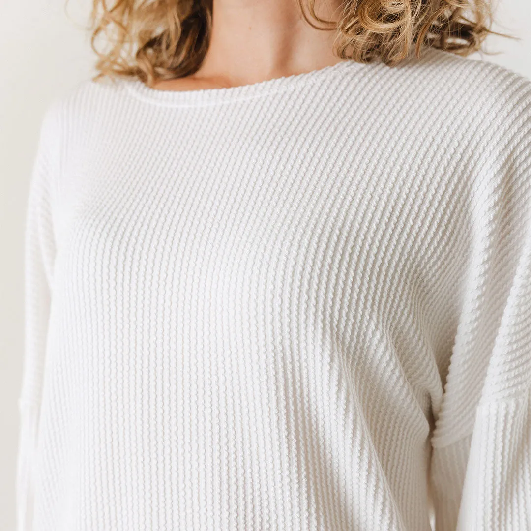 Sabrina Ribbed Pullover, White