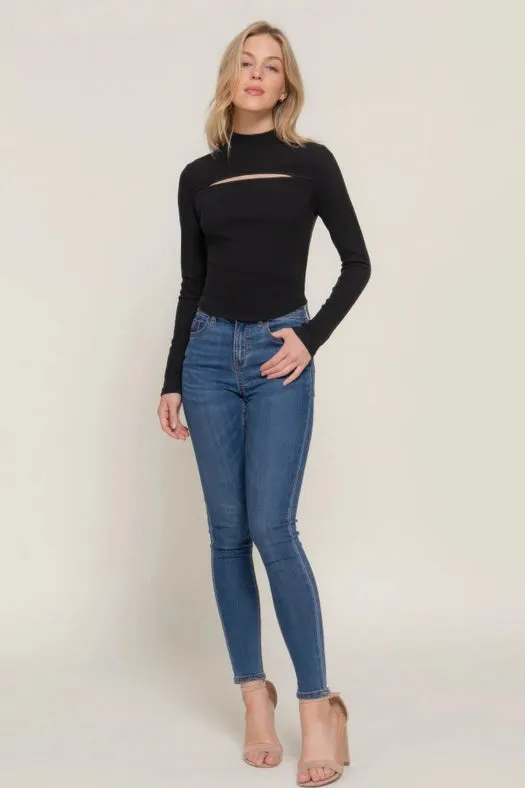 Sexy Long Sleeves Top Black