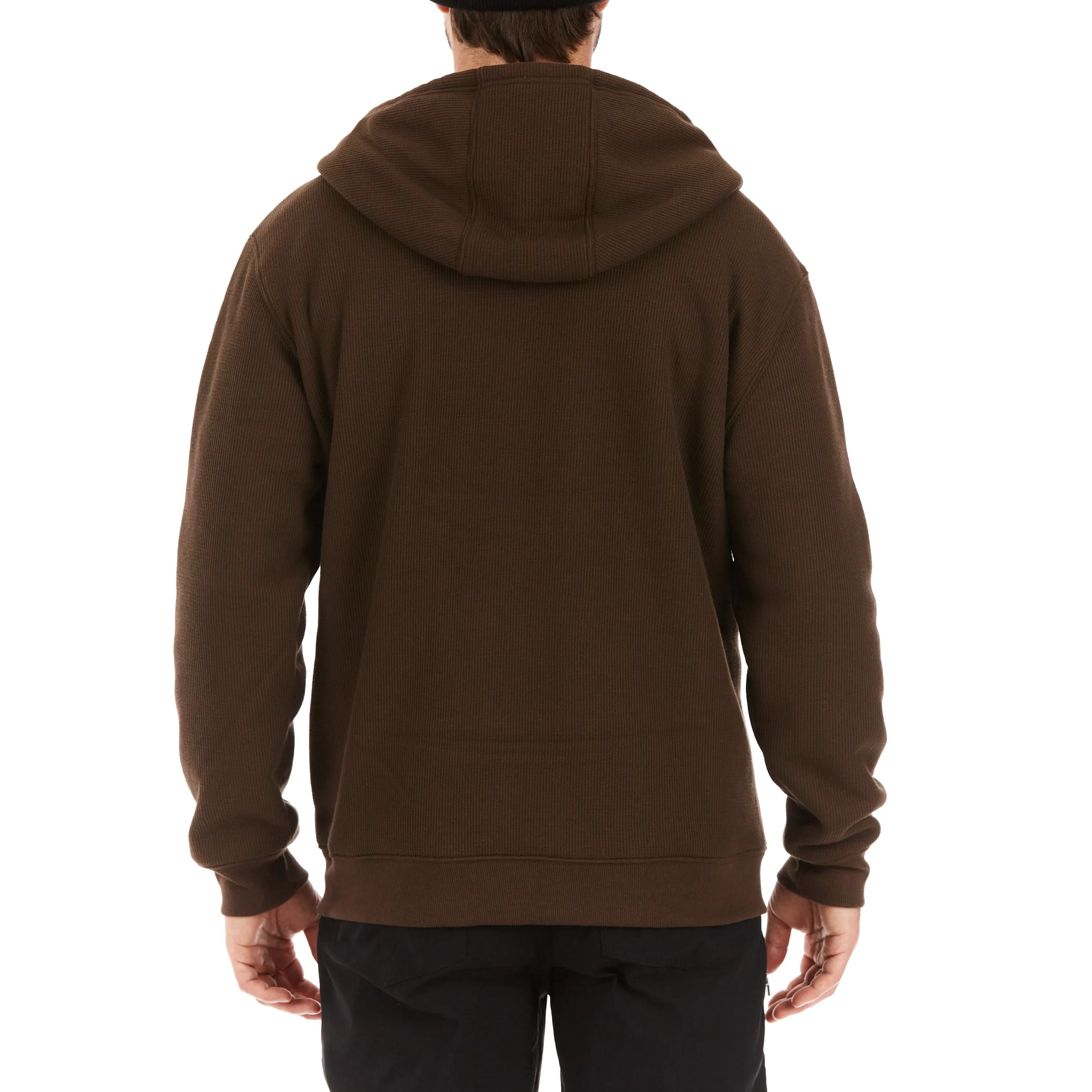 SHERPA-BONDED THERMAL KNIT HOODED JACKET