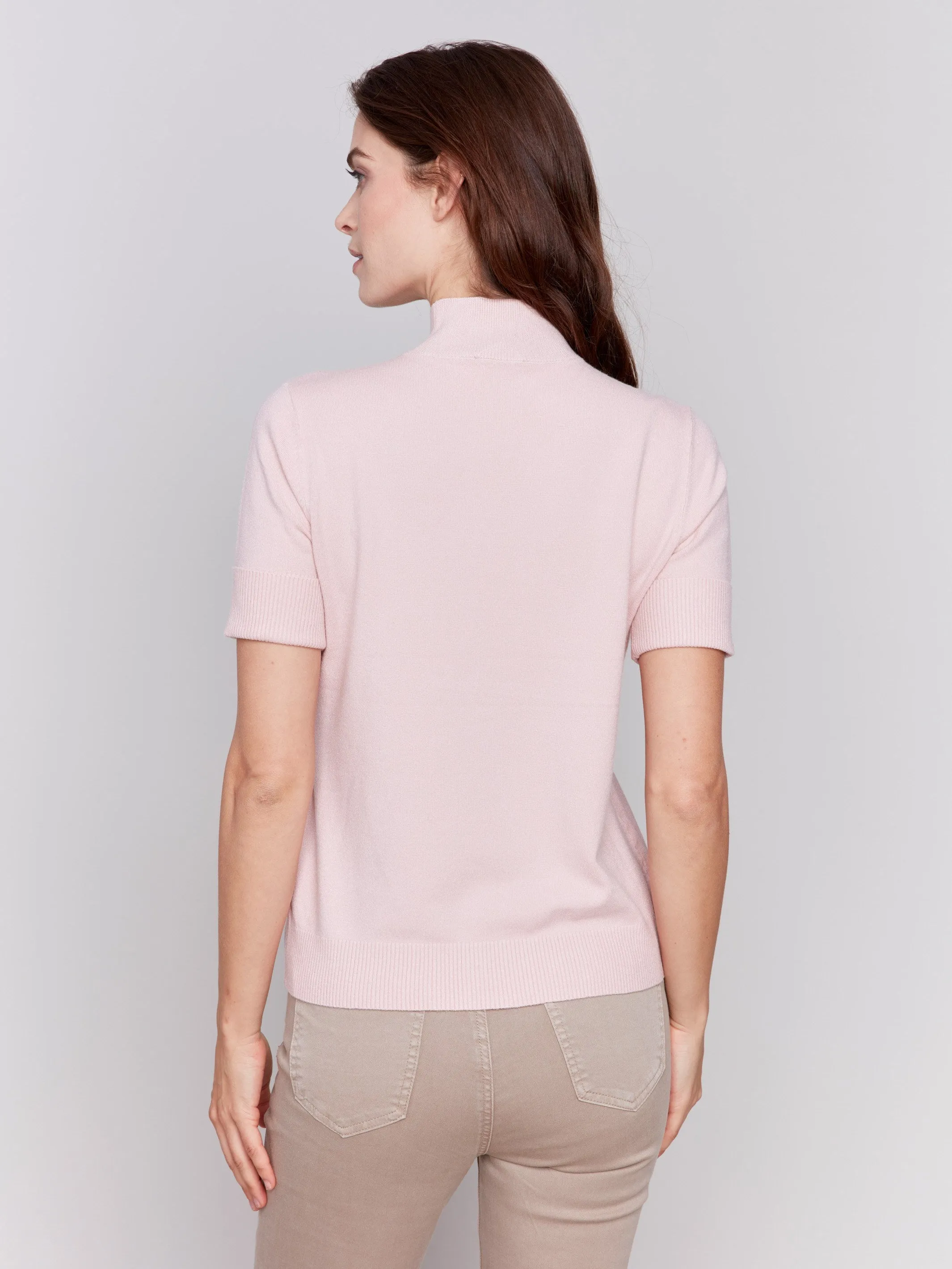 Short Sleeve Mock Neck Sweater - Quartz