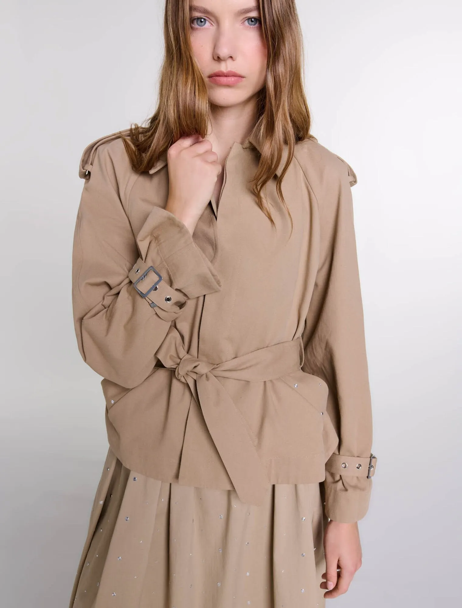 Short studded trench coat