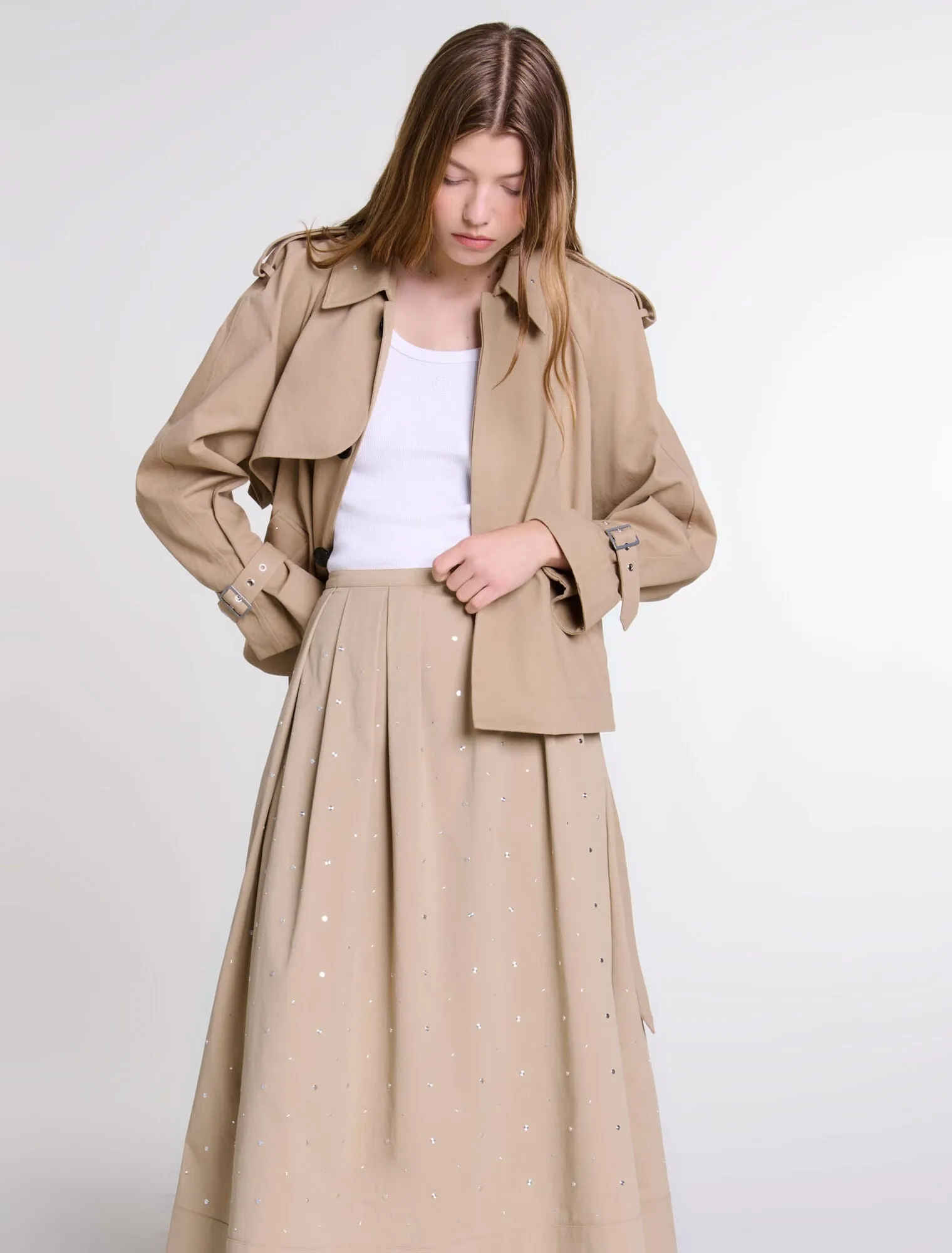 Short studded trench coat