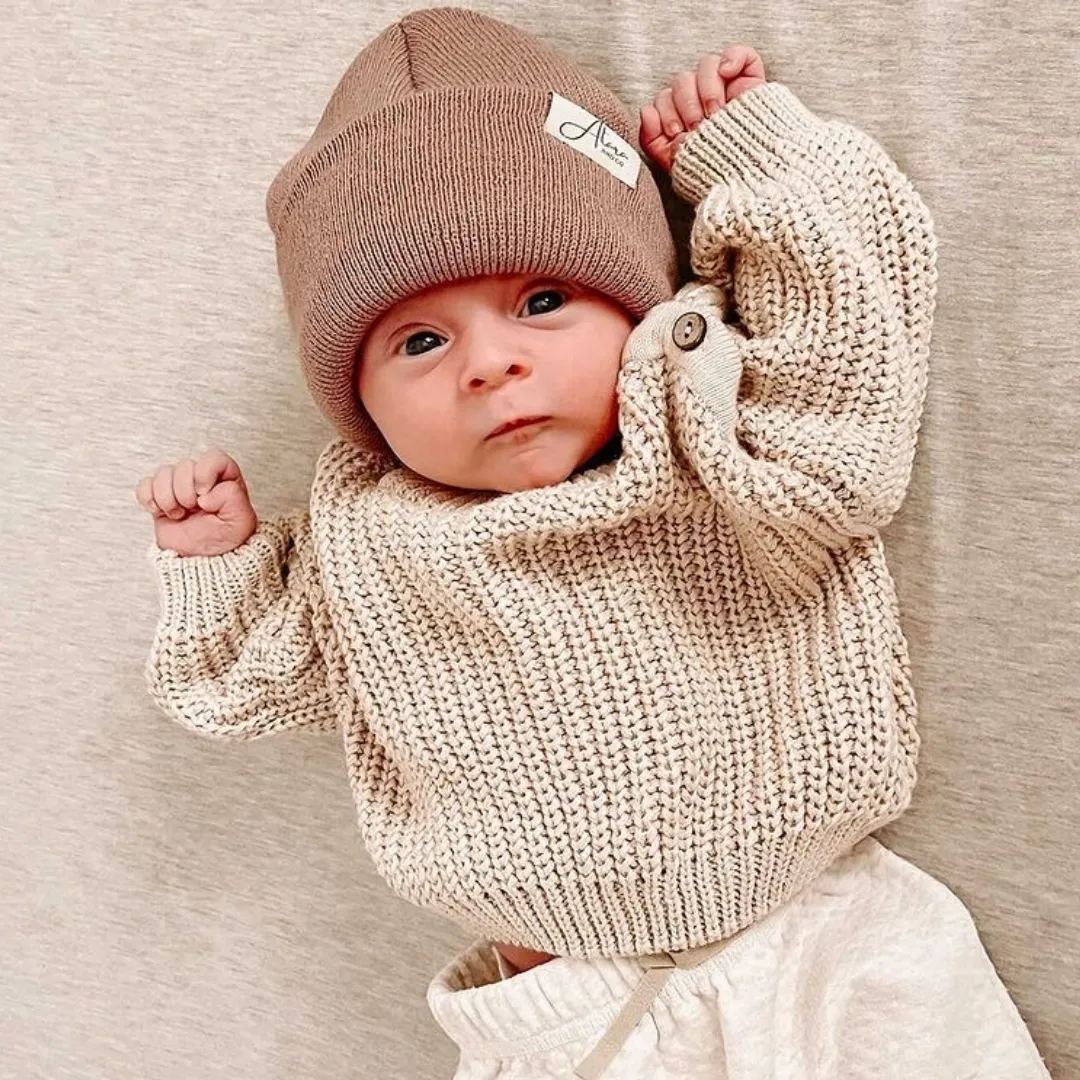 Soft Knitted Cuff Baby Beanie**