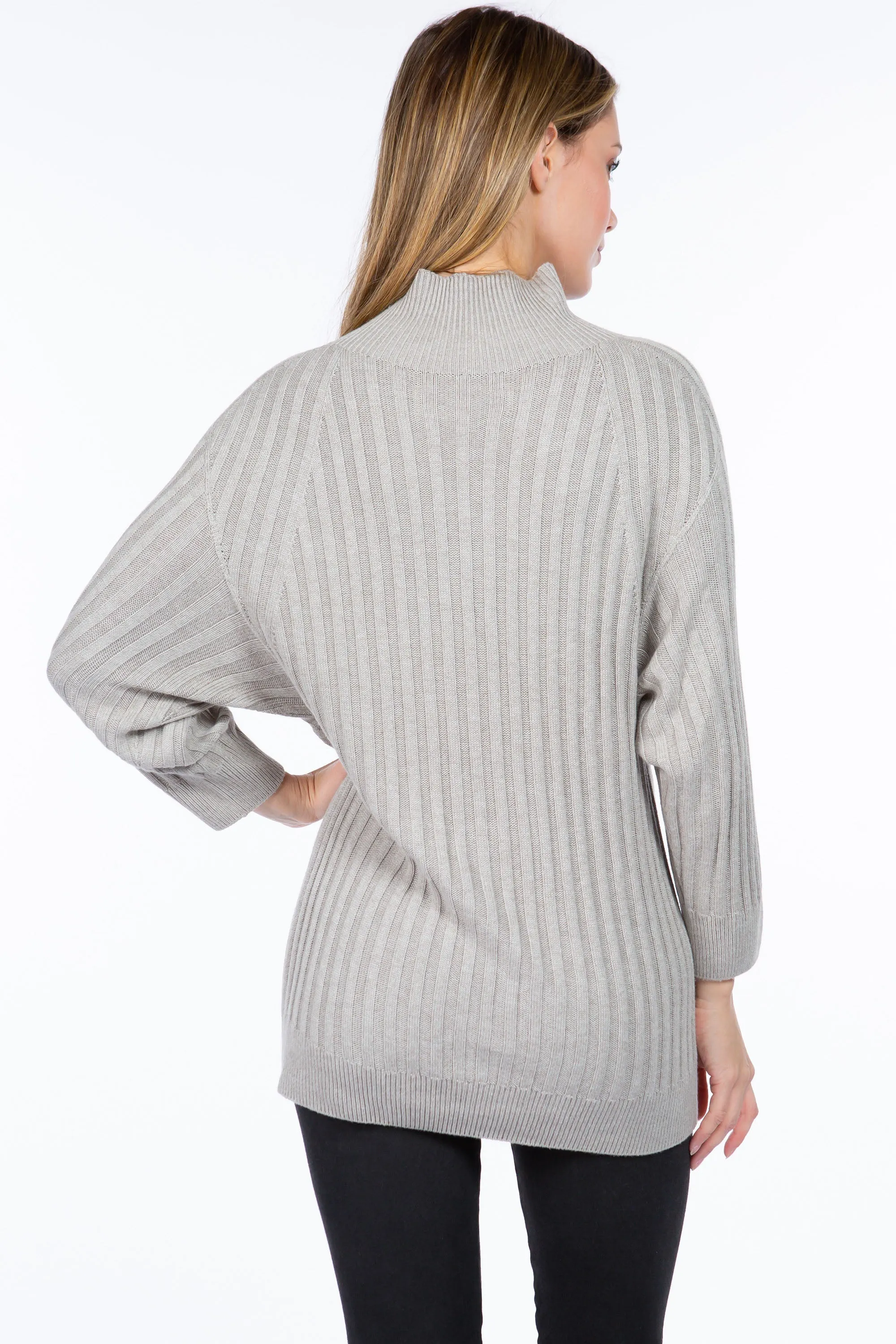 Sustainable Seamless Ribbed Mock-Neck Sweater