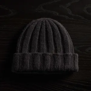 Textured Cashmere Beanie - Black