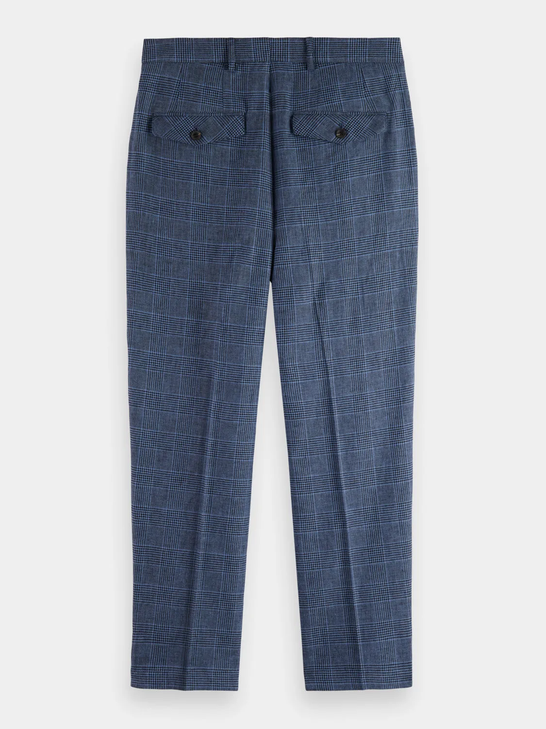 Wide-leg pleated check chinos